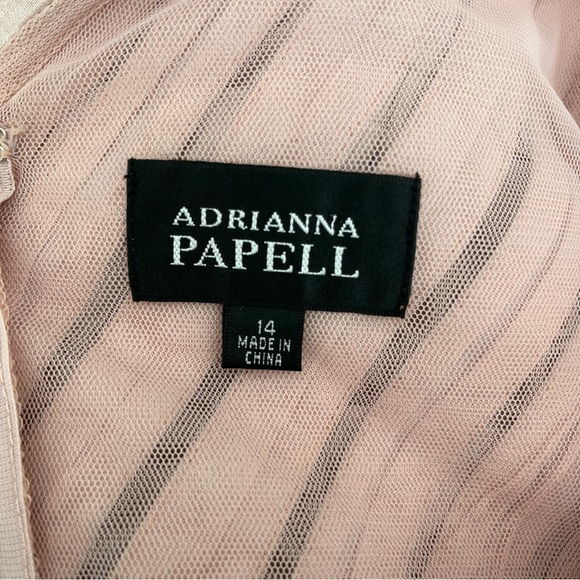 Adrianna Papell V-Neck Tiered Sleeveless Cocktail Dress Pink Sz 14 - Picture 16 of 16